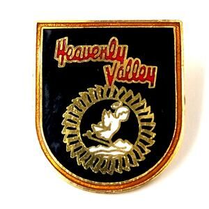 Heavenly Valley South Lake Tahoe Ski Angel Skiing Shield Enamel Pin Souvenir VTG